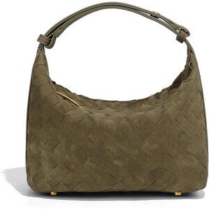 Chic Olive Suede Handbag with Adjustable Strap - Perfect Daily Companion